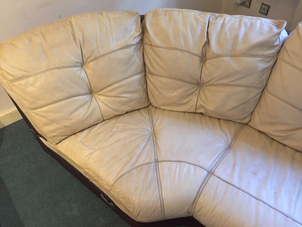 leather upholstery corner section cleaning before