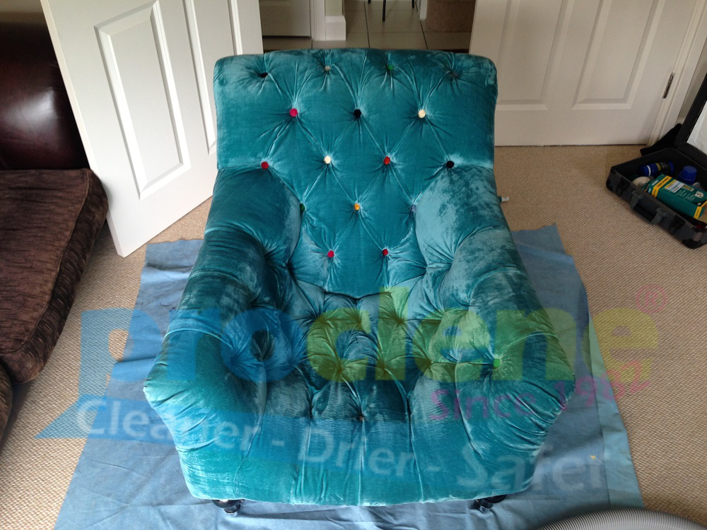 viscose velvet chair after cleaning
