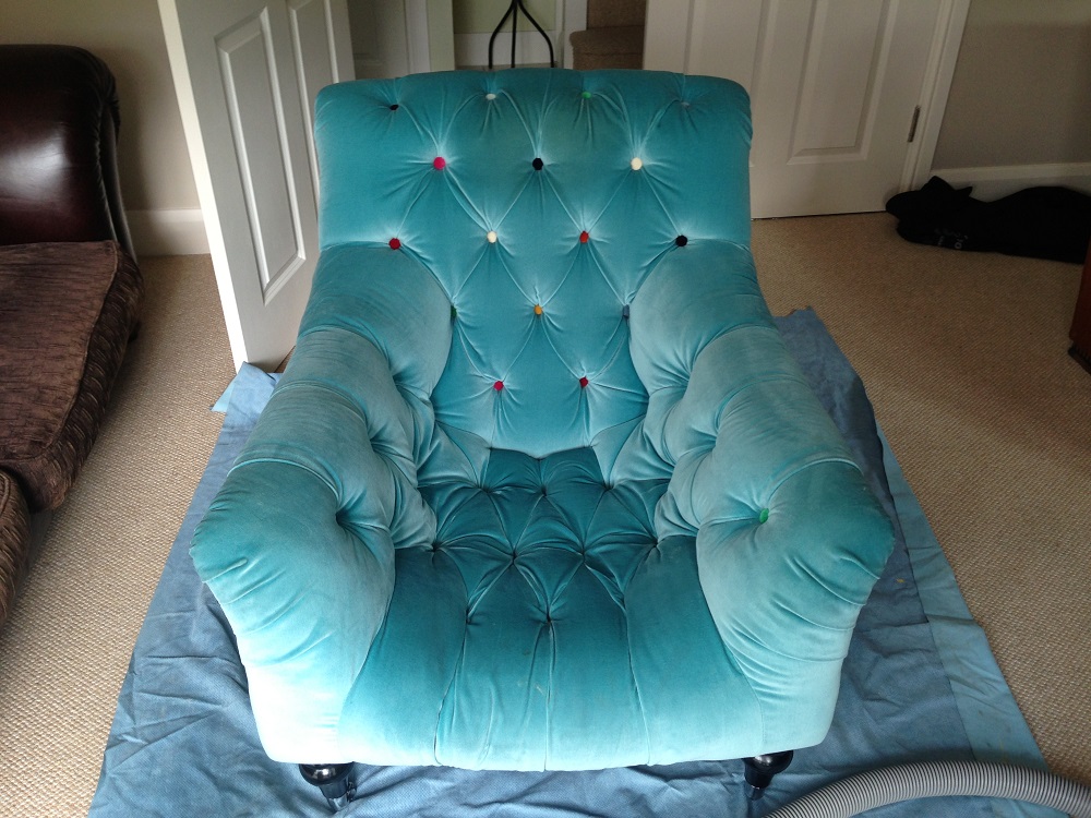 viscose velvet chair before cleaning