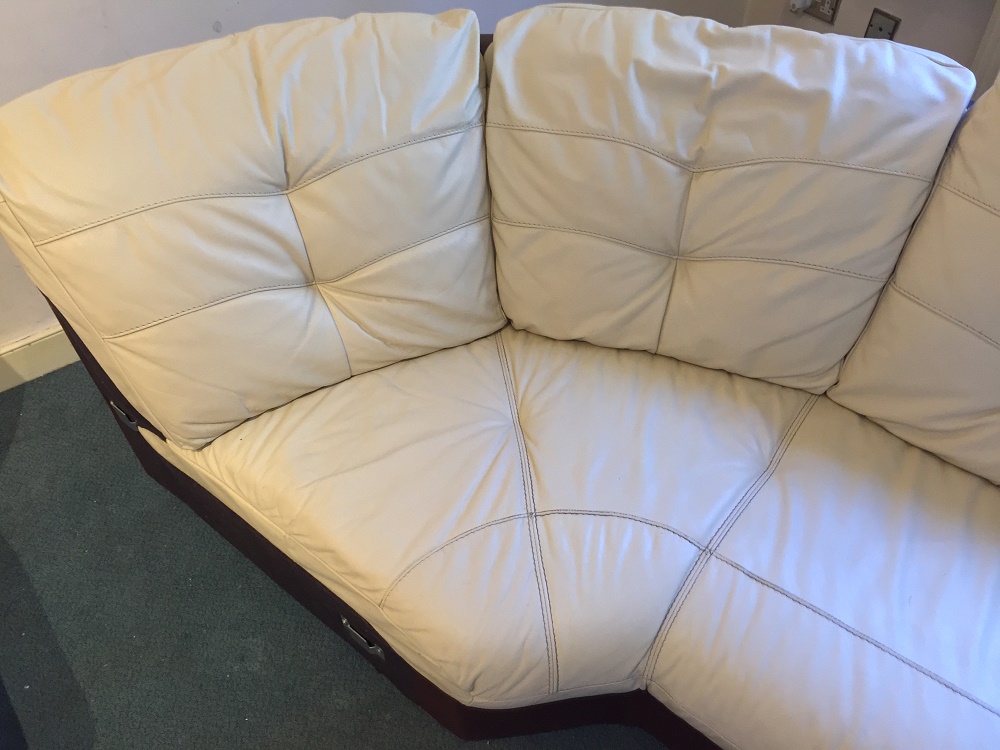 leather upholstery corner section cleaning after