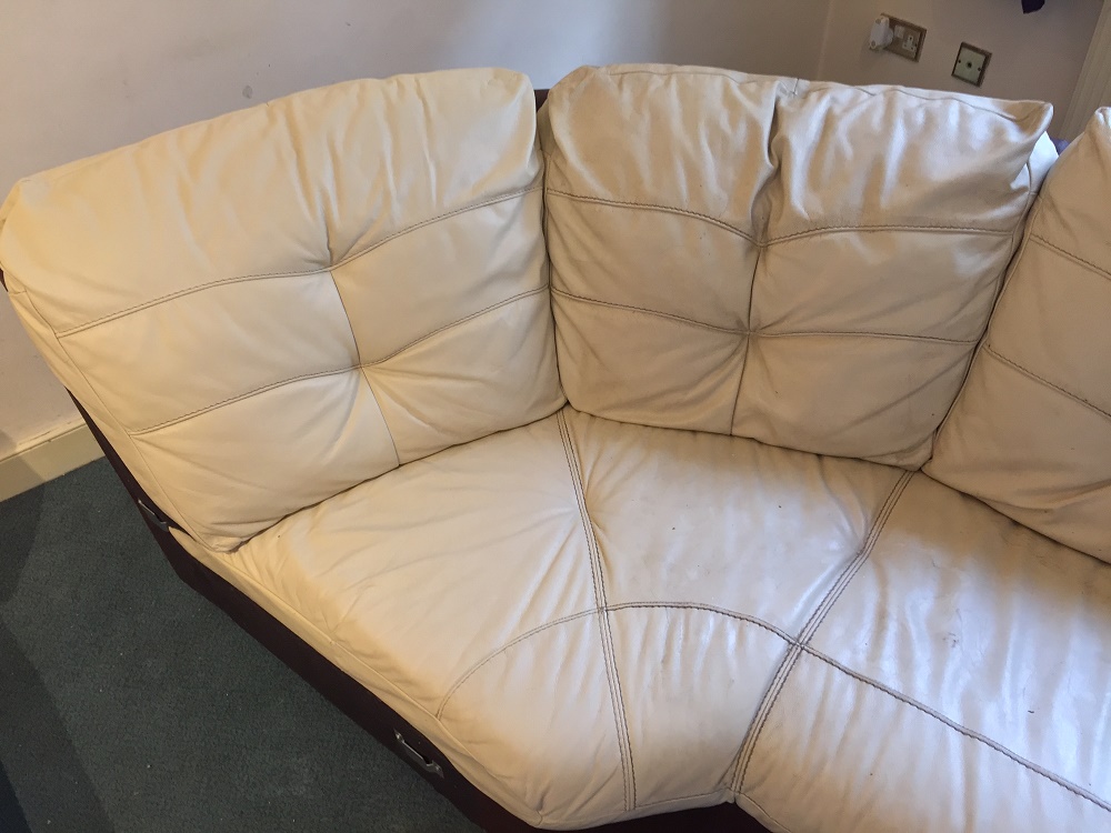 leather upholstery corner section cleaning during