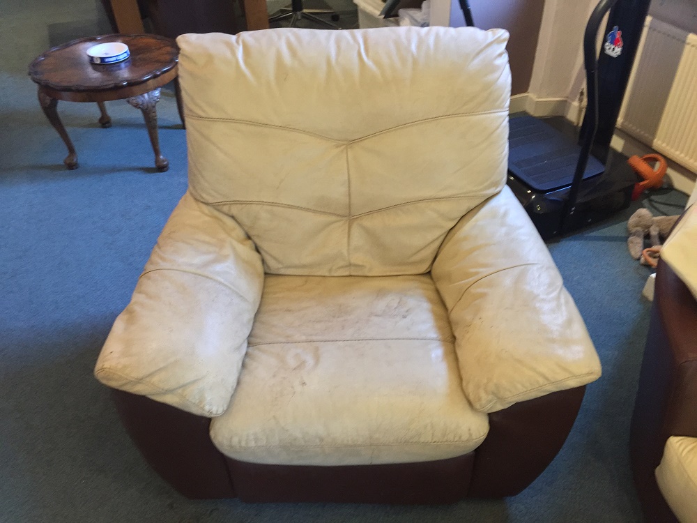 leather armchair before cleaning