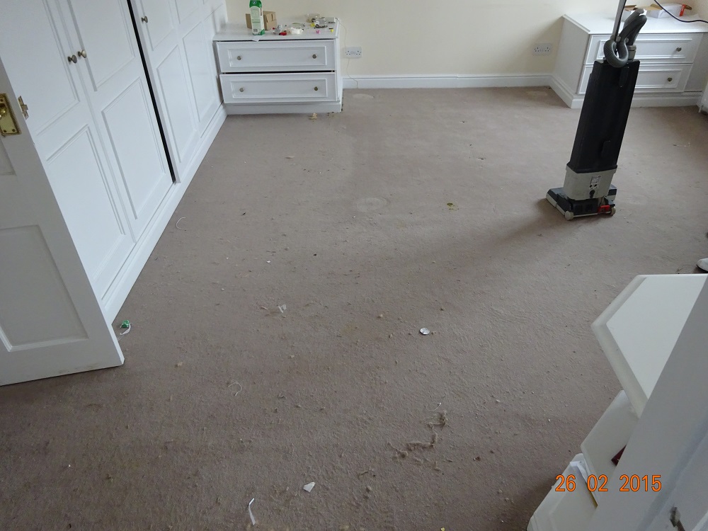 before cleaning a bedroom carpet