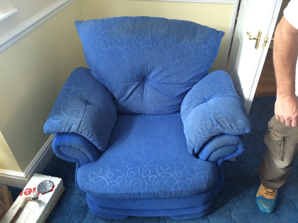 draylon type armchair before cleaning