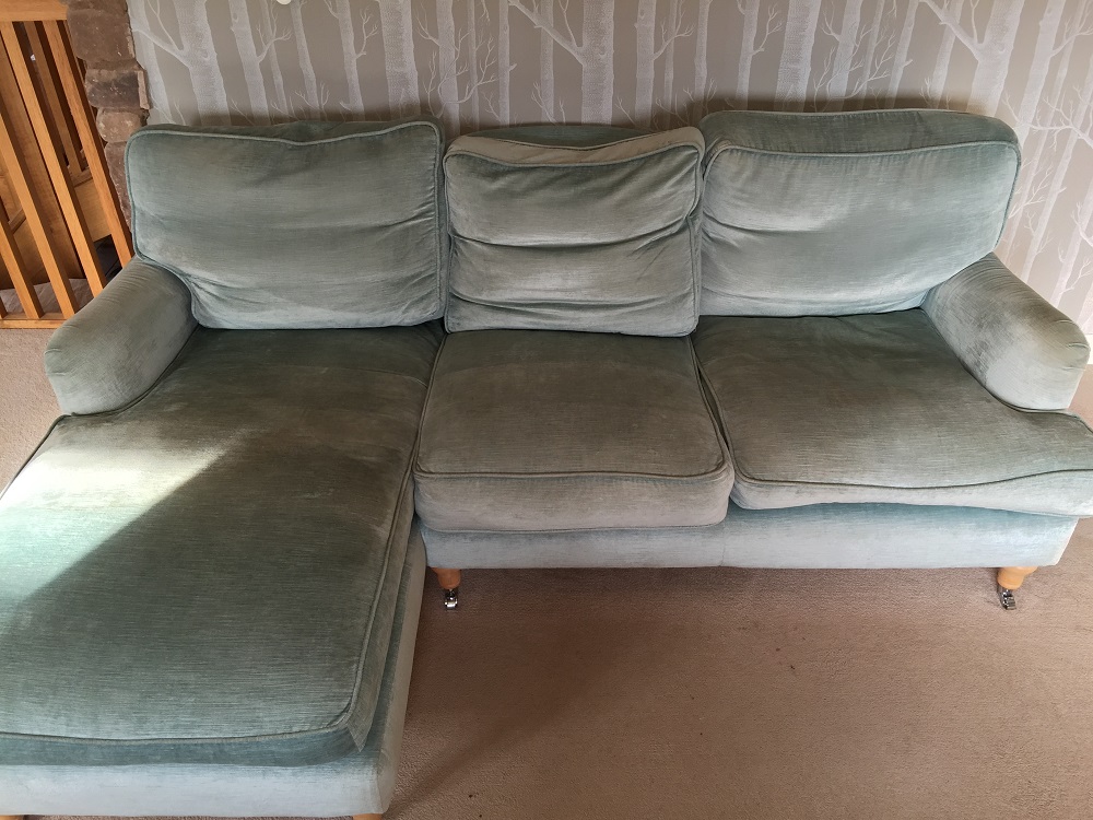 viscose chenille sofa before cleaning