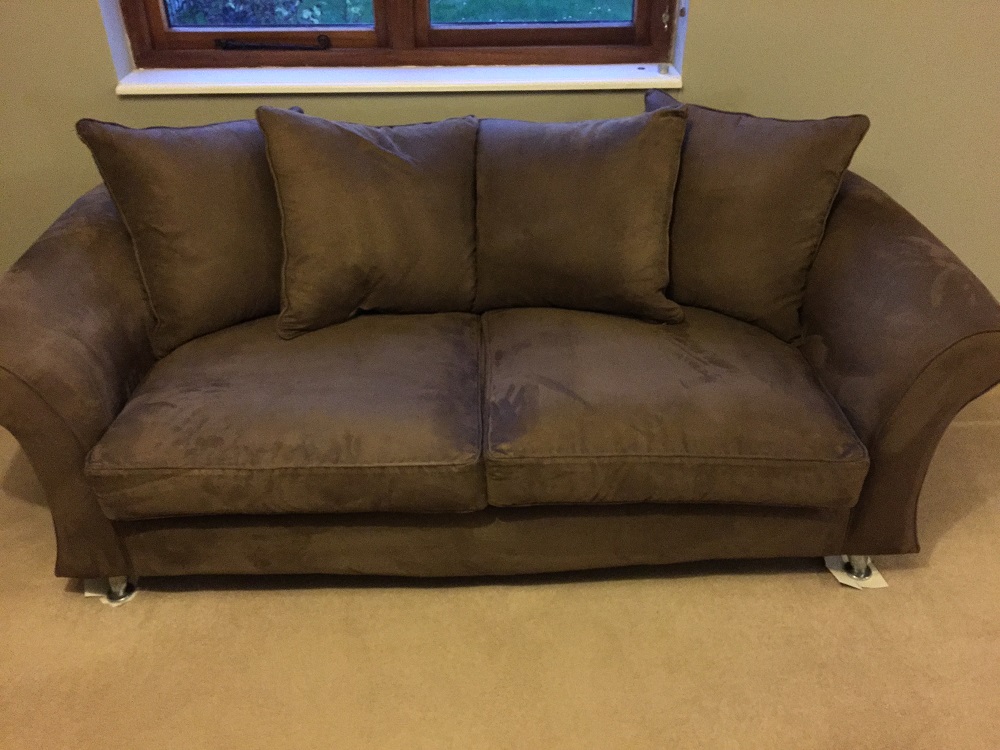 faux suede sofa after cleaning
